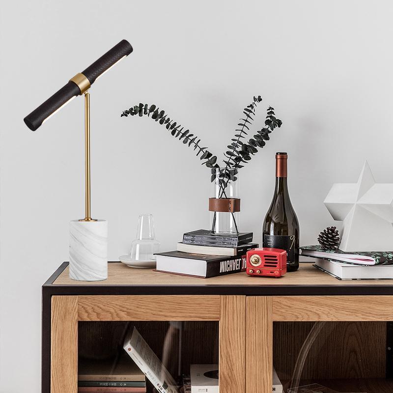 Desk Lamp - Decoratieve tafellamp, designlamp, luxe lederen marmeren