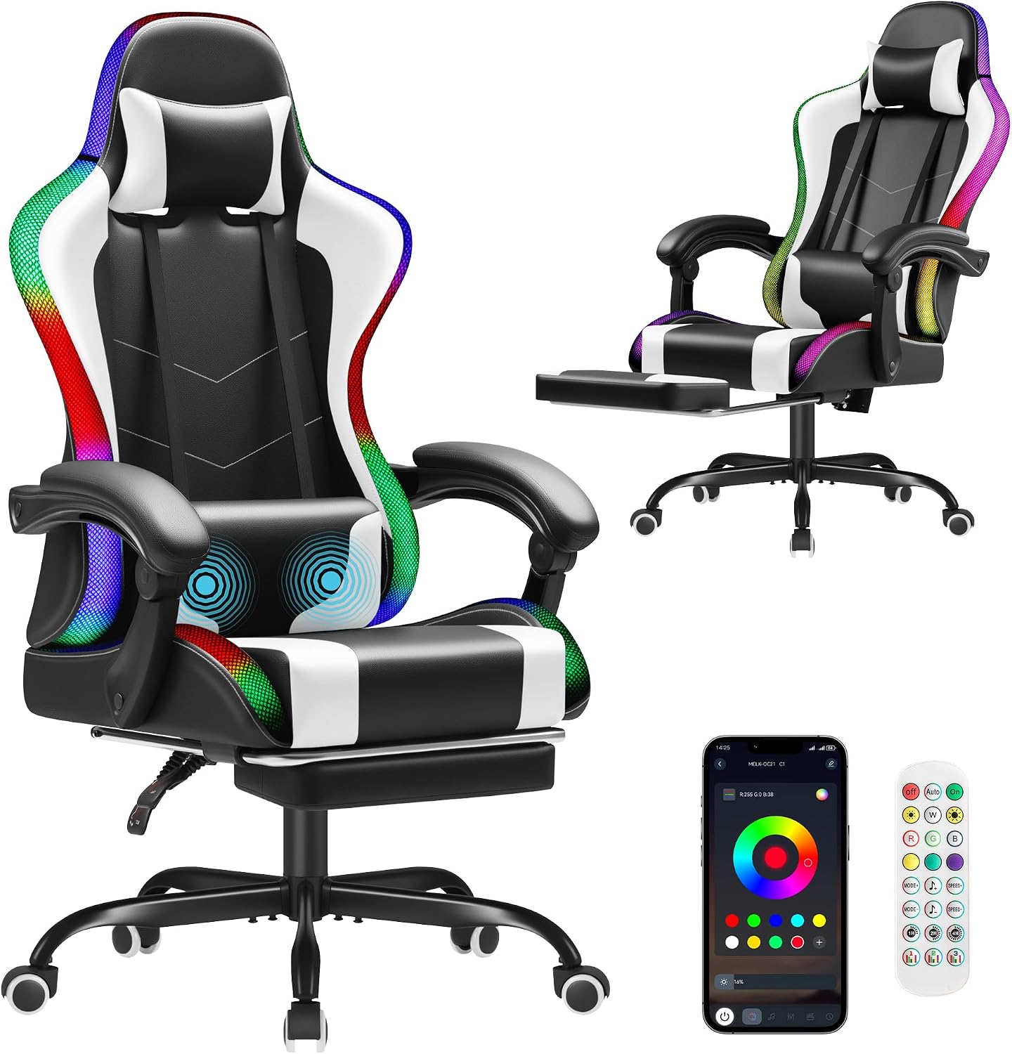 Office Chair - Homall gamingstoel, ergonomische pc-stoel, met massagefunctie