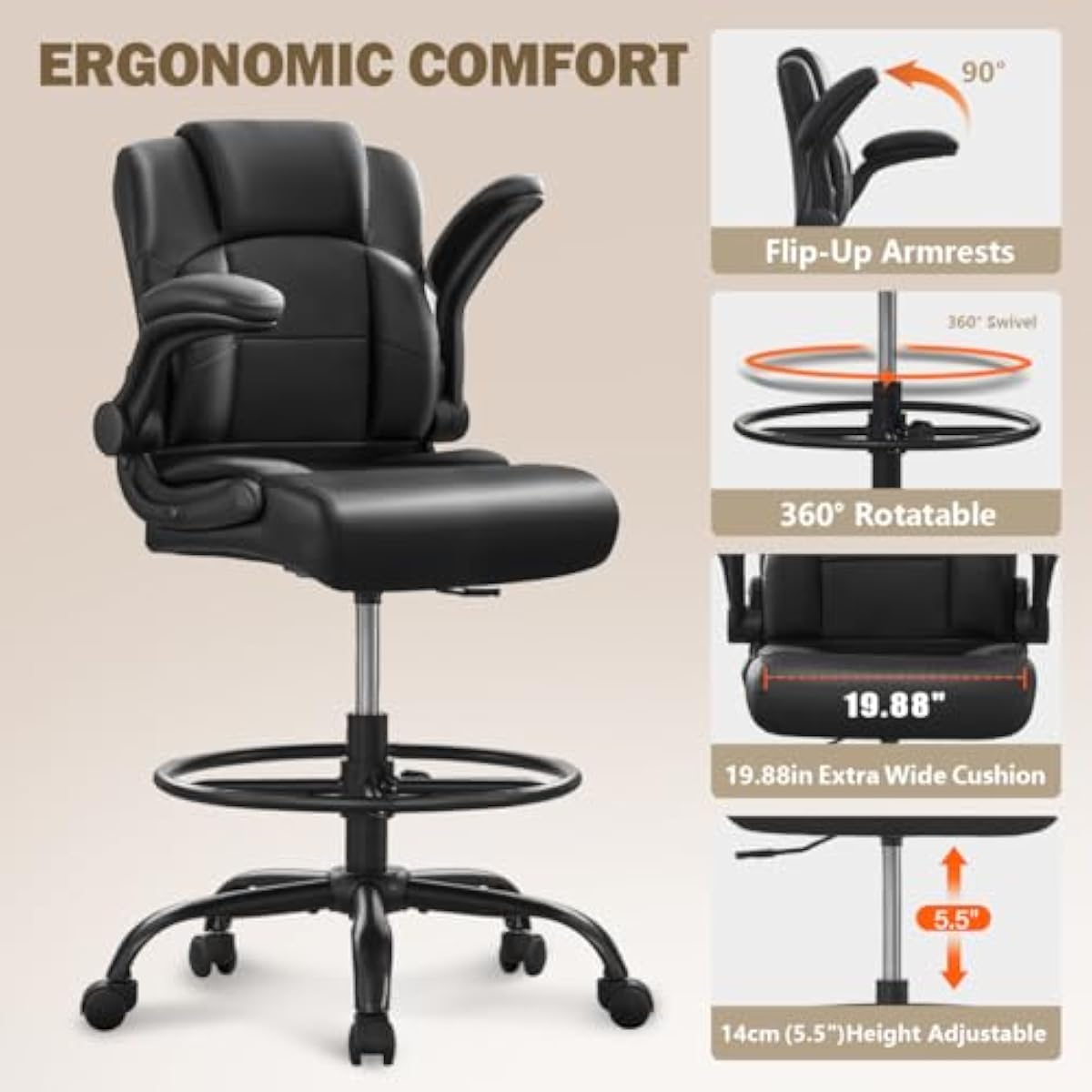 Ergonomische, hoge kruk voor g - Standing Desk recensie en prijs