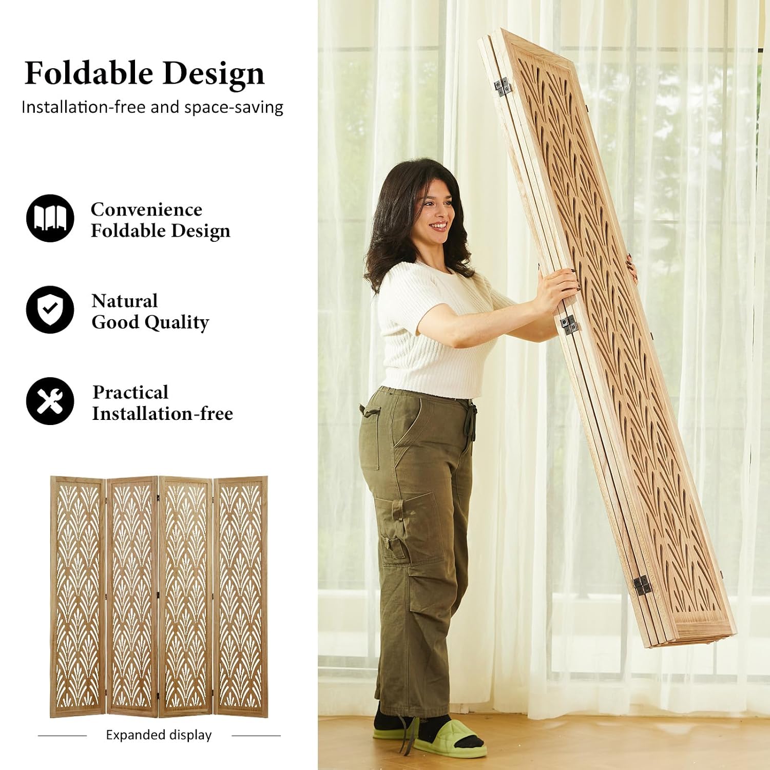1,70m Vouwbare Houten Scheidin - Partition Screen Divider recensie en prijs